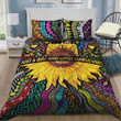 Hippie Girl Love Sunflower Cotton Bed Sheets Spread Comforter Duvet Cover Bedding Sets