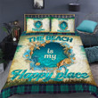 The Beach Is My Happy Place Cotton Bed Sheets Spread Comforter Duvet Cover Bedding Sets