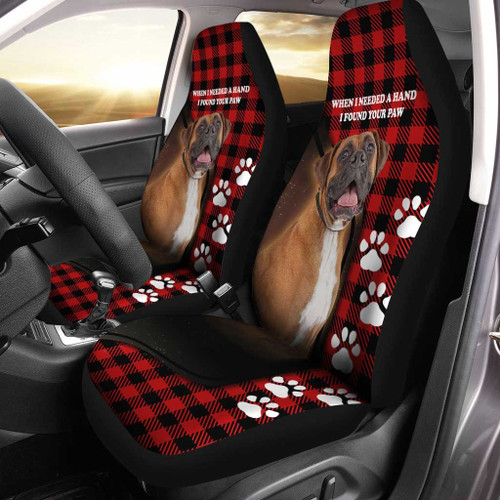 Boxer Dog Car Seat Covers | Black And Red Stripes Boxer Dog With Paw Seat Covers - Best Gifts For Boxers