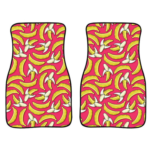 Pink Cartoon Banana Pattern Print Front Car Floor Mats