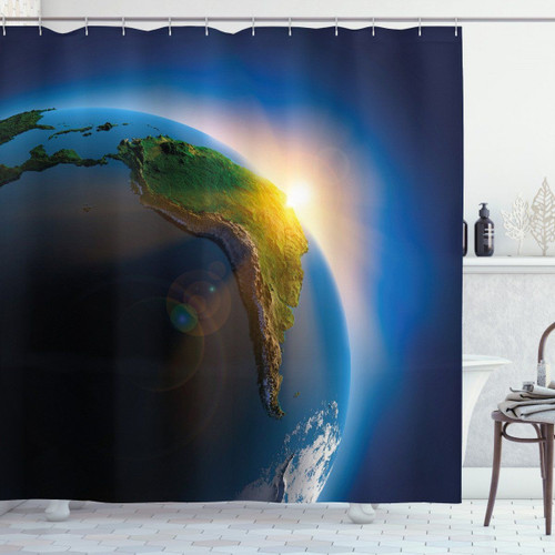 South America Continent Pattern Printed Shower Curtain Home Decor