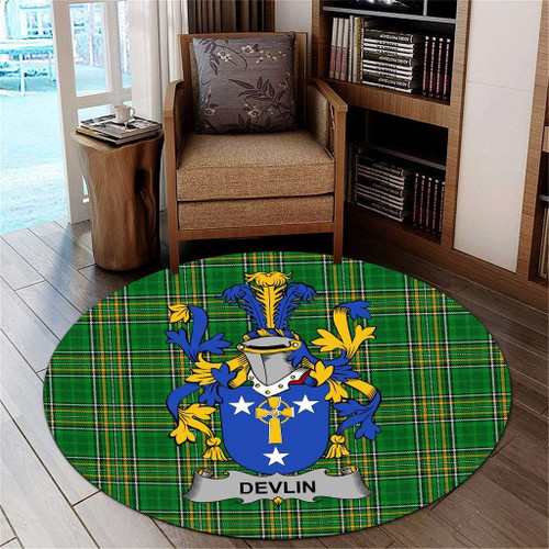Devlin or O'Devlin Ireland Carpet - Premium Round Rug - Irish National Tartan A7
