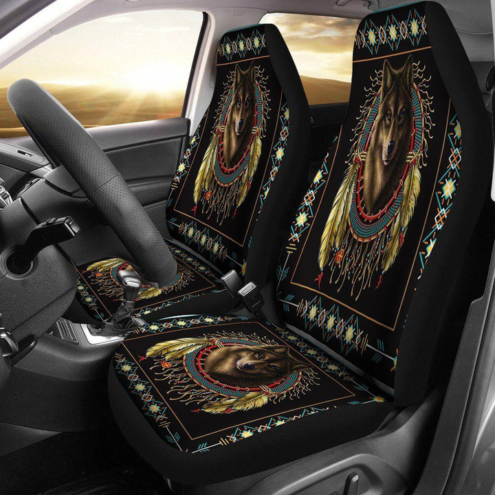 Wolf Dreamcatcher Native American Car Seat Cover | Universal Fit Car Seat Protector | Easy Install | Polyester Microfiber Fabric | CSC1422