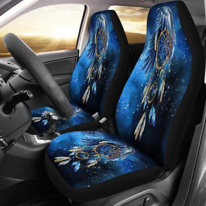 Blue Galaxy Dreamcatcher Native Car Seat Cover | Universal Fit Car Seat Protector | Easy Install | Polyester Microfiber Fabric | CSC1419
