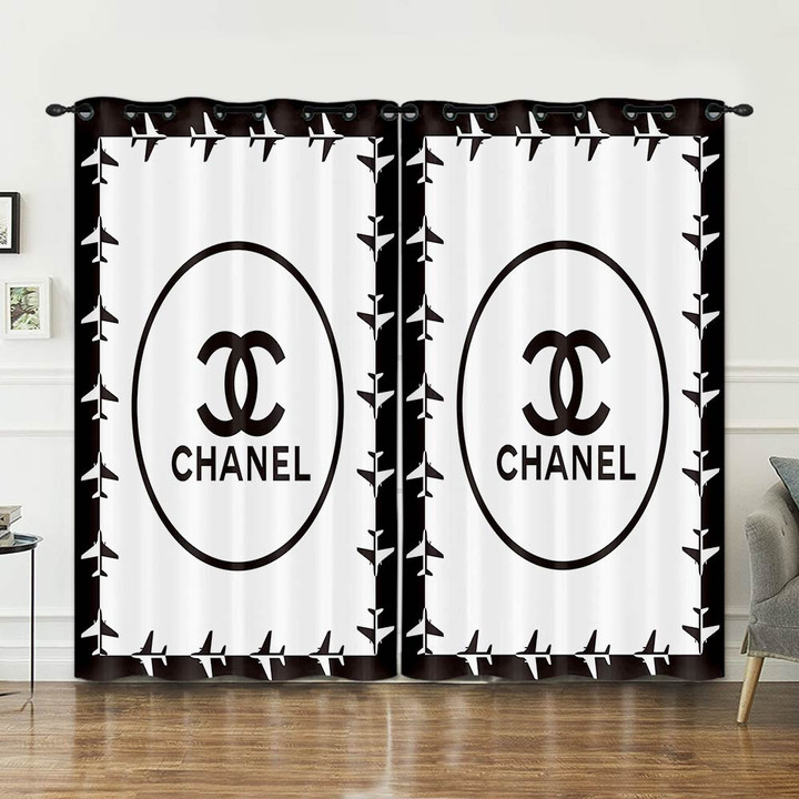 Chanel airplane pattern white windows curtain
