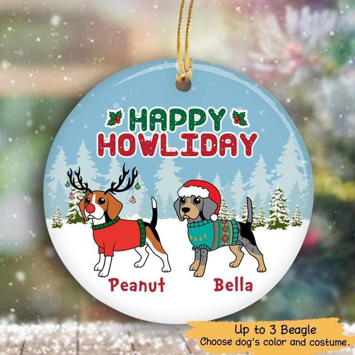 
	Christmas Dog Beagle Merry Woofmas Personalized Dog Decorative Christmas Ornament