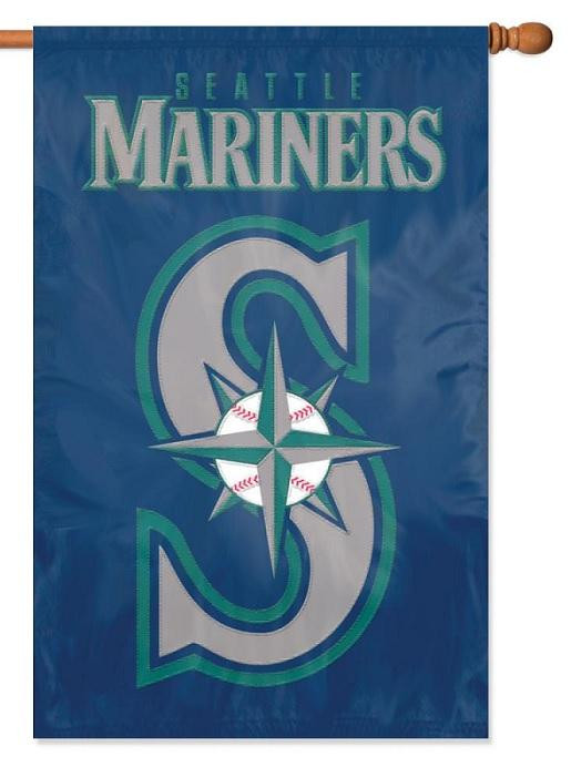 Seattle Mariners Flag 2 Sided Applique House Banner