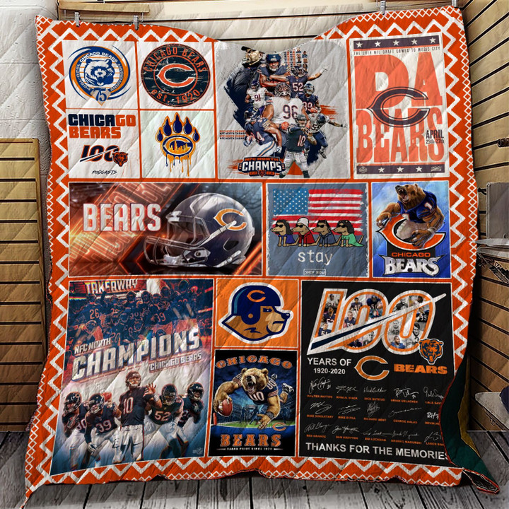 Chicago Bears 100 Years Anniversary Quilt Blanket Bs1133