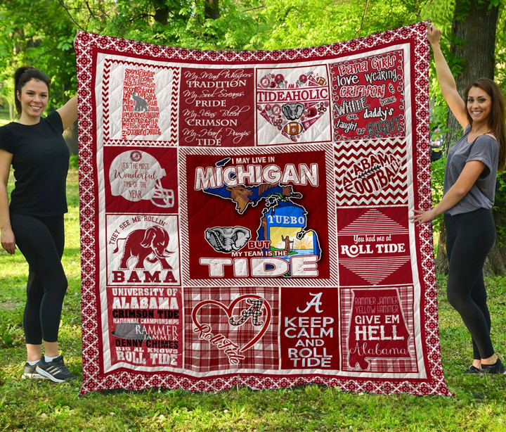 Alabama Crimson Tide Michigan Quilt Blanket Ha1910 Fan Made