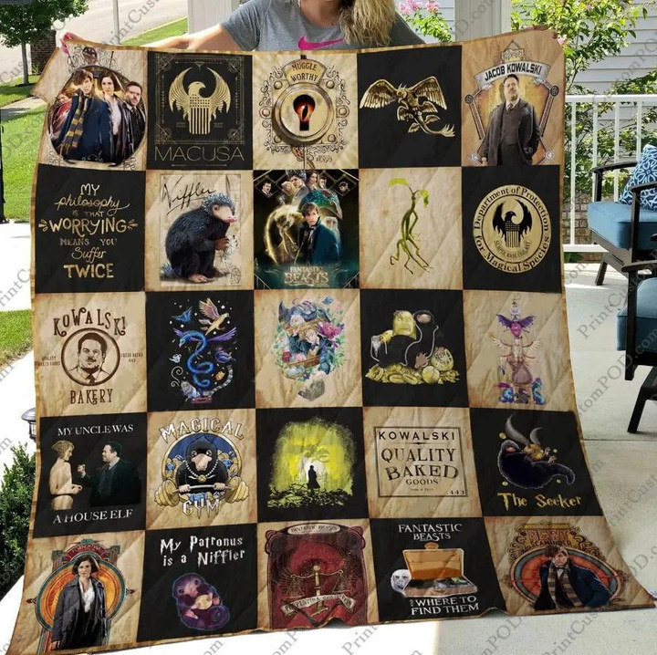 Fantastic Beasts Fleece Quilt Blanket Personalized Customized Home Bedroom Decor Gift