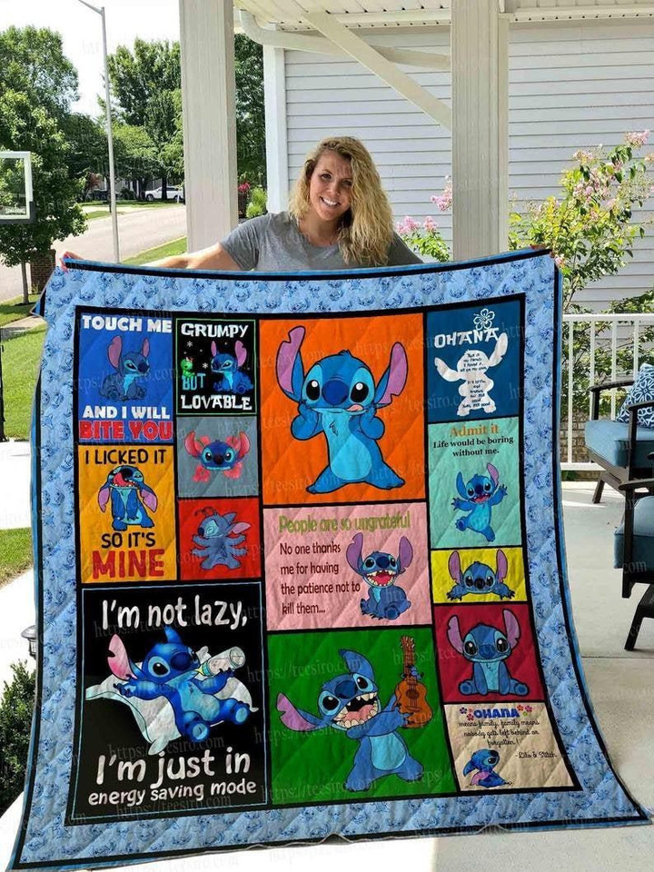 Lilo And Stitch Ohana Means Family 50 Shades Of Stitch V3 Fleece Quilt Blanket Personalized Customized Home Bedroom Decor Gift