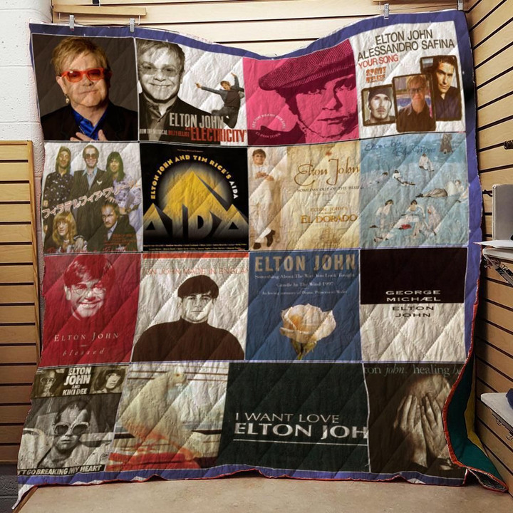 Elton John Singles Quilt Blanket