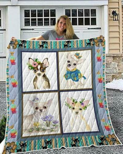 Chihuahua Lovers Premium Quilt Blanket Size Throw, Twin, Queen, King, Super King