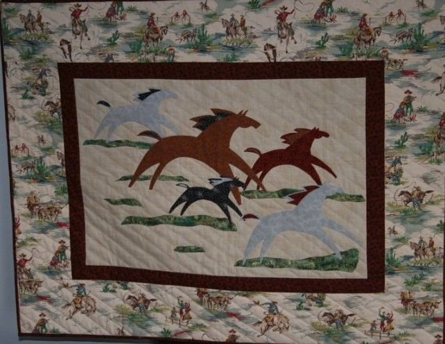 Horses Race Quilt Blanket