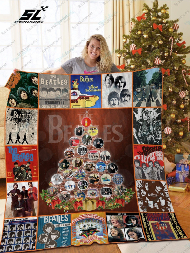 H The Beatles Album Tree Christmas Quilt Blanket