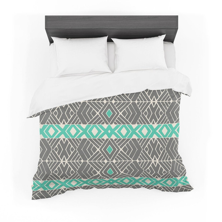 Pom Graphic Design "Going Tribal" Gray Green Featherweight3D Customize Bedding Set Duvet Cover SetBedroom Set Bedlinen
