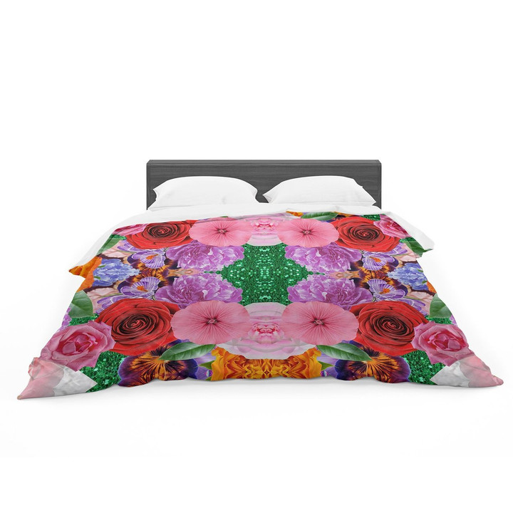 Vasare Nar "Kaleidoscopic Flowers" Pink Red Featherweight3D Customize Bedding Set Duvet Cover SetBedroom Set Bedlinen