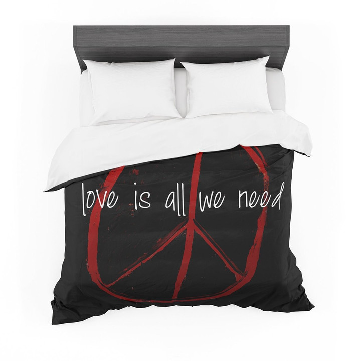 Robin Dickinson "Love Is All We Need" Red Black Featherweight3D Customize Bedding Set Duvet Cover SetBedroom Set Bedlinen