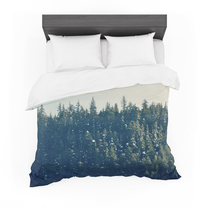 Robin Dickinson "Take The Road Less Traveled" Gray Green Featherweight 3D Customize Bedding Set Duvet Cover SetBedroom Set Bedlinen