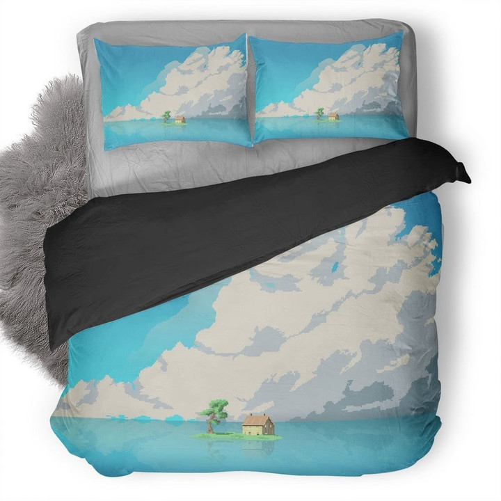 House Island In Middle Of Water Duvet Cover Bedding Set