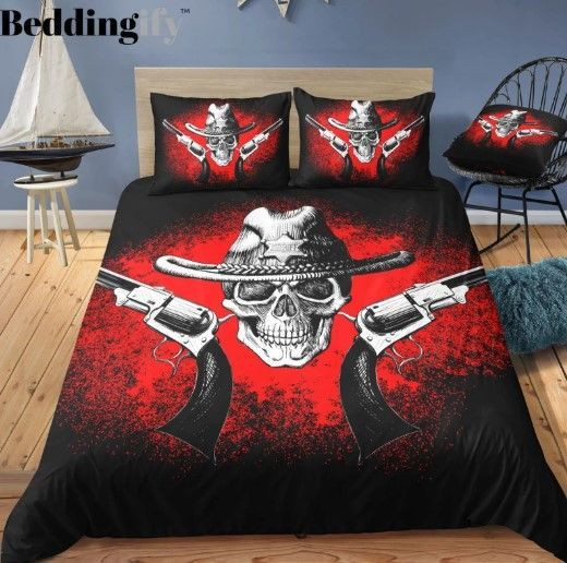Red Skull Gun Shot Hunting Cl23100391Mdb Bedding Sets