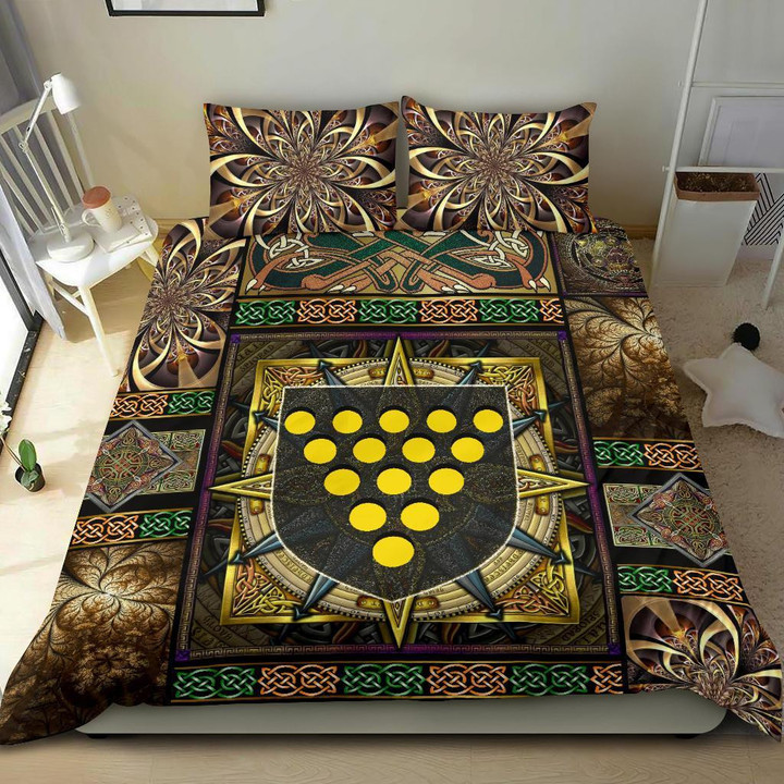 Cornwall Coat Of Arms With Celtic Compass Happy St.Patricks Day Bedding Sets | 100% Polyester | 3 Piece | King Queen Size | Bs1346