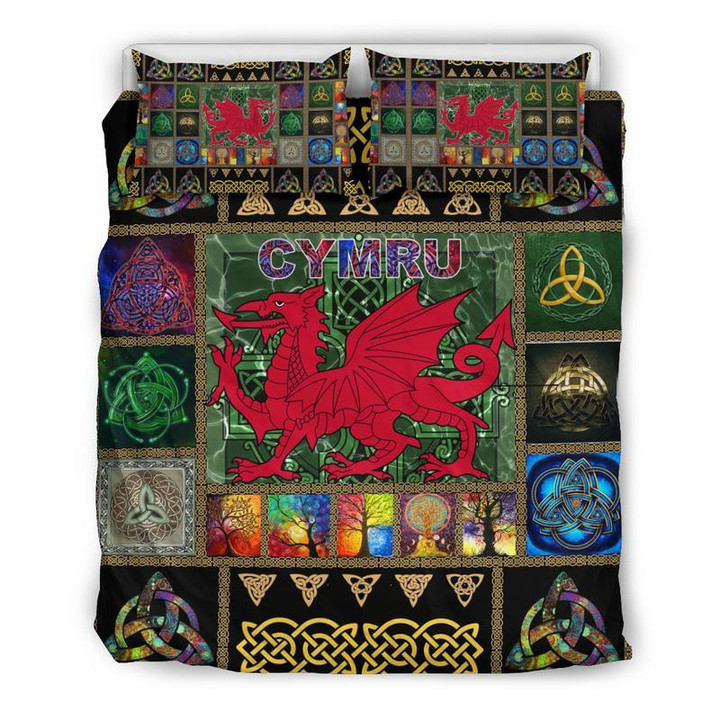 Cymru Irish St Patricks Day Comforter Duvet Cover Bedding Sets | 100% Polyester | 3 Piece | King Queen Size | Bs1297