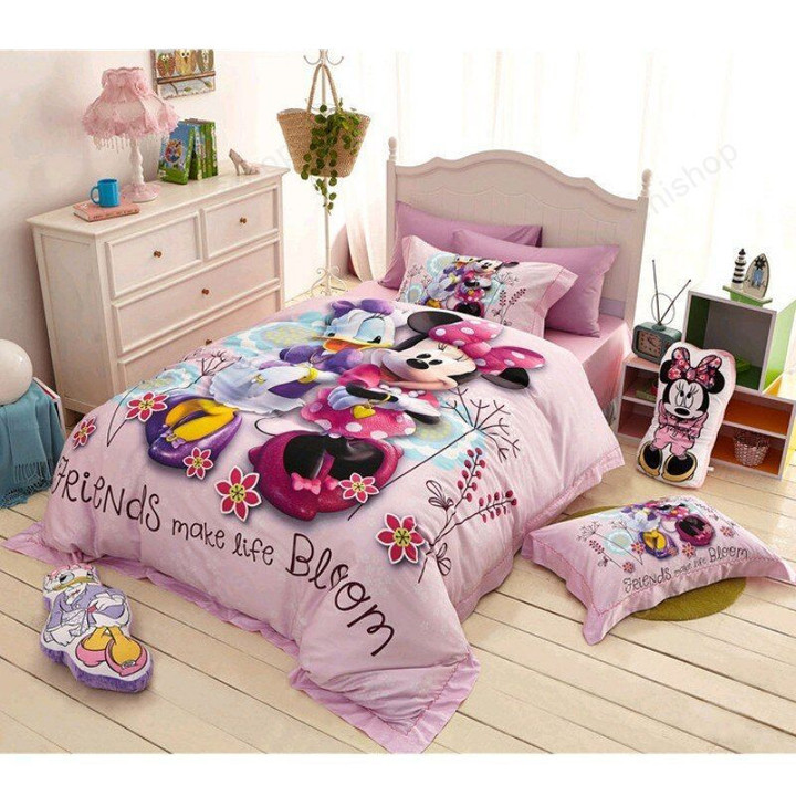 Excellent Quality Minnie Mouse 3D Bedding Sets Adults Girls Bedroom Decor Cotton Bedsheet Duvet Cover Set 3/4Pcs No Filler