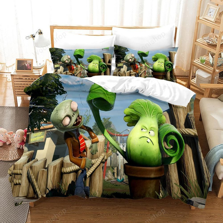 Plants Vs. Zombies Bedding Set Duvet Covers Bed Linen Set Pillowcase 2/3 Piece Cartoon Bedspread Twin Full Queen King Double