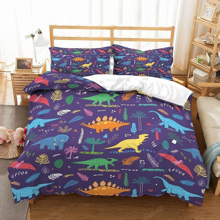 Boys Cartoon Dinosaur Family Bedding Set Twin Full Queen King Size Bedclothes Duvet Cover Set 2/3Pcs Bed Linen Set No Filling