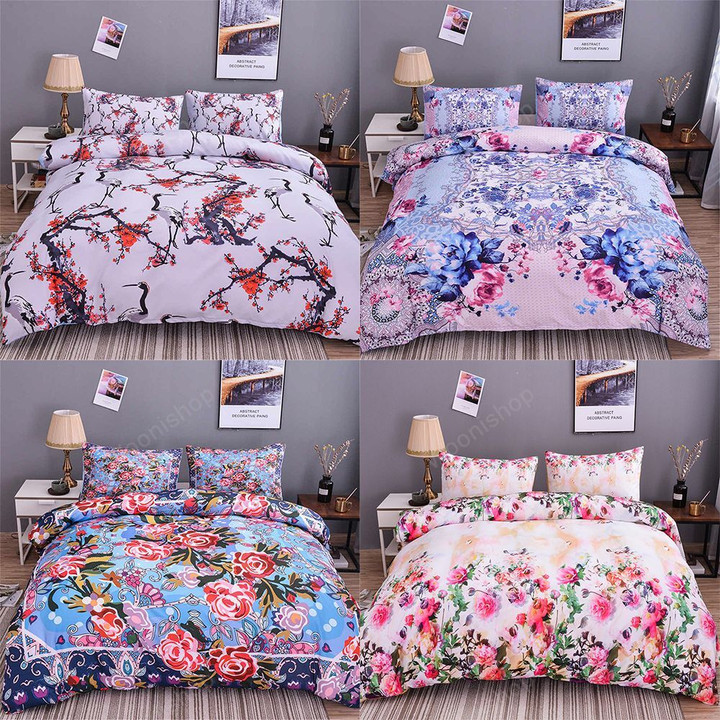 Luxury Flower Bedding Set Duvet Cover 3D Printing Plum Blossom With Pillowcase Twin Double Queen Bedclothes