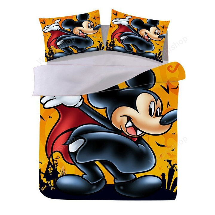 Cartoon Minnie Mickey Mouse Polyeste Bedding Set Duvet Cover Pillowcases Bedlinen Comforter Cover For Children Halloween Gift