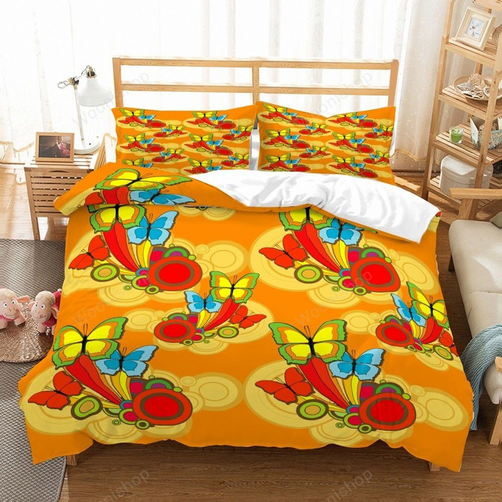 Flying Butterfly Colorful Microfiber Duvet Cover Set Animals Bed Linen Set Bedding Set Twin Full Queen King Size Girls Bedding