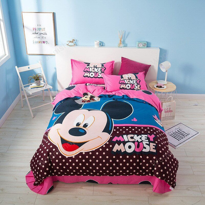 Disney Pink Mickey Mouse Bedding Sets Girls Childrens Bedroom Decor  Bedsheet Duvet Cover Set 3/4Pcs