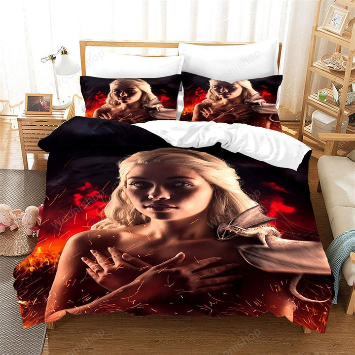 Game Of Thrones 3D Bedding Set Daenerys Targaryen Bed Duvet Cover Comforter Cover Set Microfiber Home Room Textiles Q36