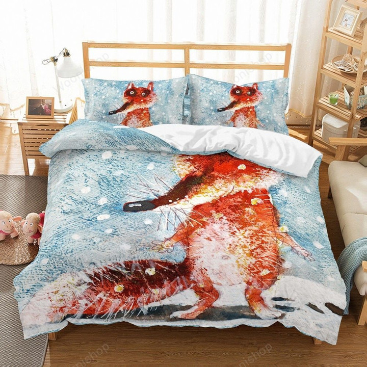 Bedding Set Cartoon Fox Shark Kids Duvet Cover Set Pillowcase Family Bed Linen Set 2/3Pcs Twin Full Queen King Size Bedclothes