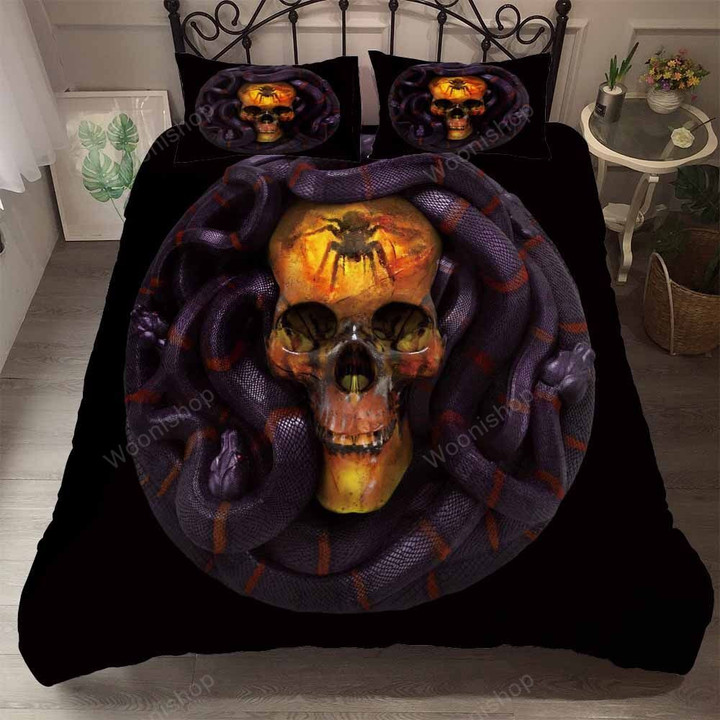 Custom Suger Skull Black Duvet Cover Set Snake Bedding Set Twin Full King Size Family Bed Linen Set Luxury Bed Cover 2/3 Piece