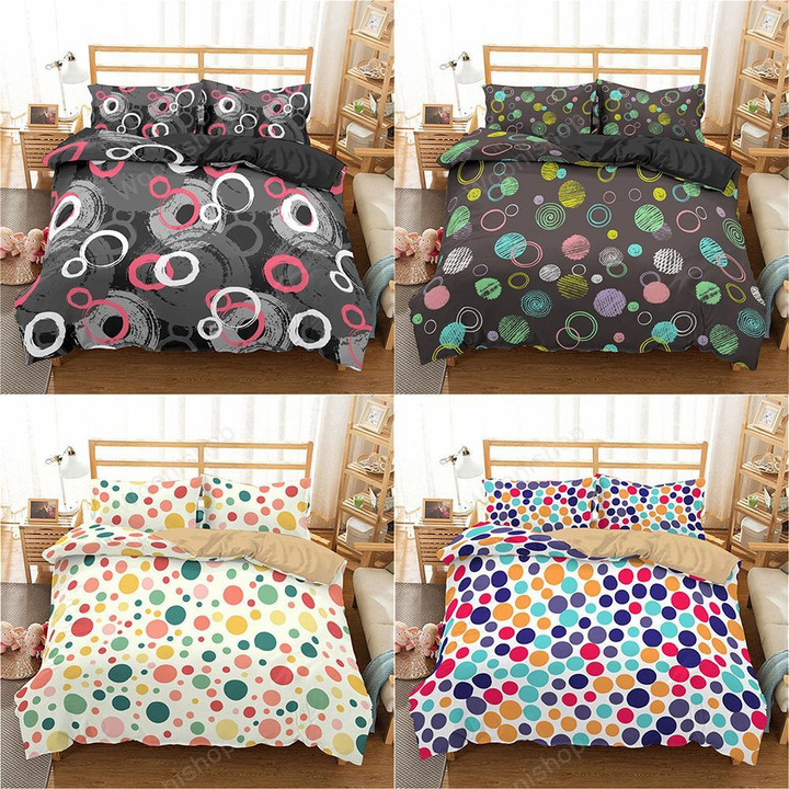 Wave Point Bedding Set Duvet Cover King Queen Comforter Bedding Set 100% Microfiber 3/4Pcs Family Set Bedclothes