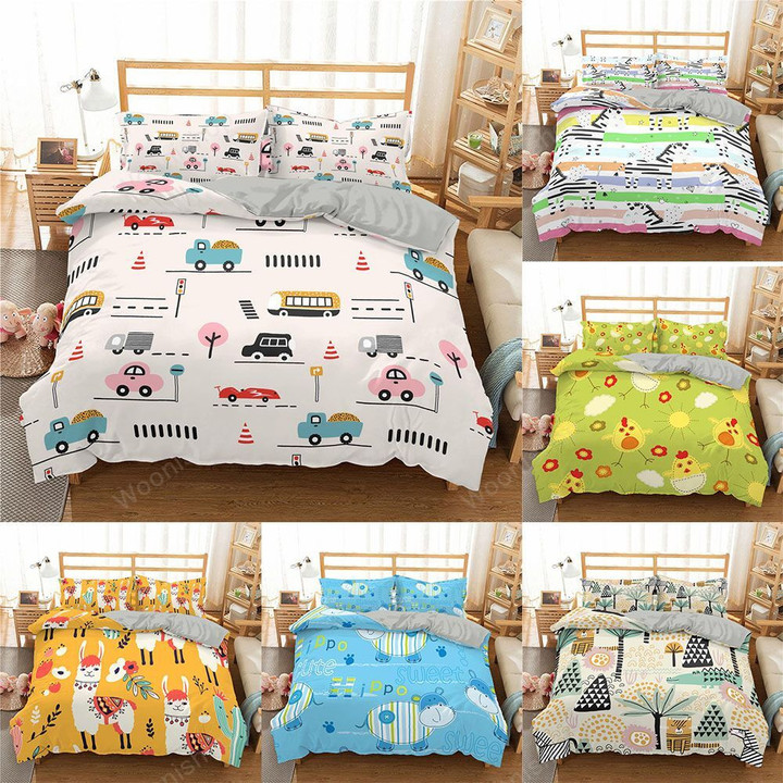 3D Cartoon Animal Bedding Set For Kids/Baby/Child/Boy/Girl Duvet Cover Set Twin Full Bed Linen Home Textiles 2/3Pcs