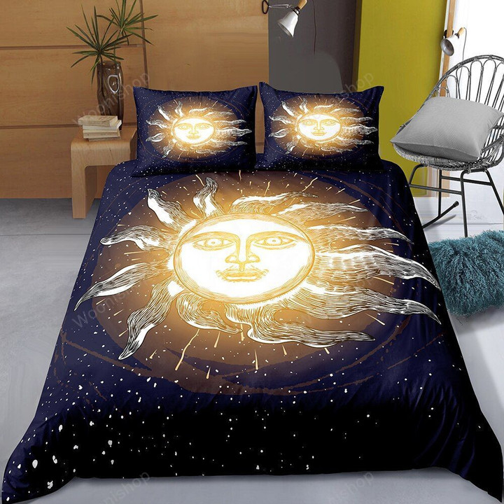 Hippie Duvet Cover Set Sun Printing Bed Linen Set Celestial Theme Quilt Cover With Pillowcase Single Double Boys Gift Bedding
