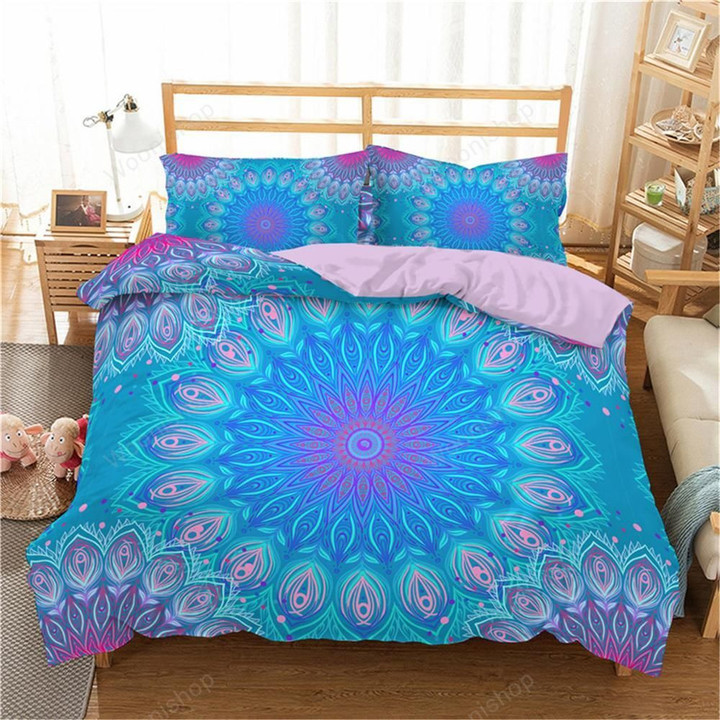 Mandala Bedding Set Dreamcatcher Pattern Duvet Cover Set Sky Blue Bohemian Bedspread Comforter Bedding Sets