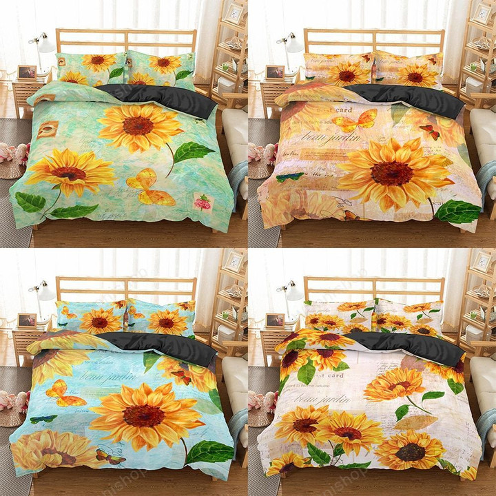 Sunflower Bedding Set King Queen Quilt Set Bedclothes Microfiber Bed Room Home Textiles Pillowcase Bedspread