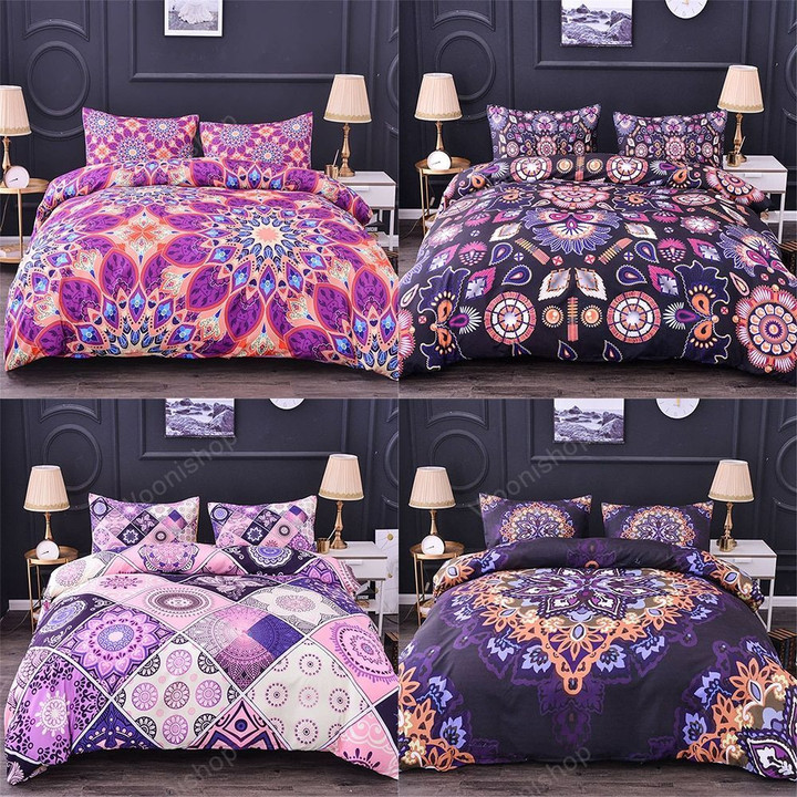 Mandala Pattern Duvet Cover Set Pillow Covers 3D Printed Bohemia Comforter 2-3Pcs Bedding Sets Queen King Size Bed Linen