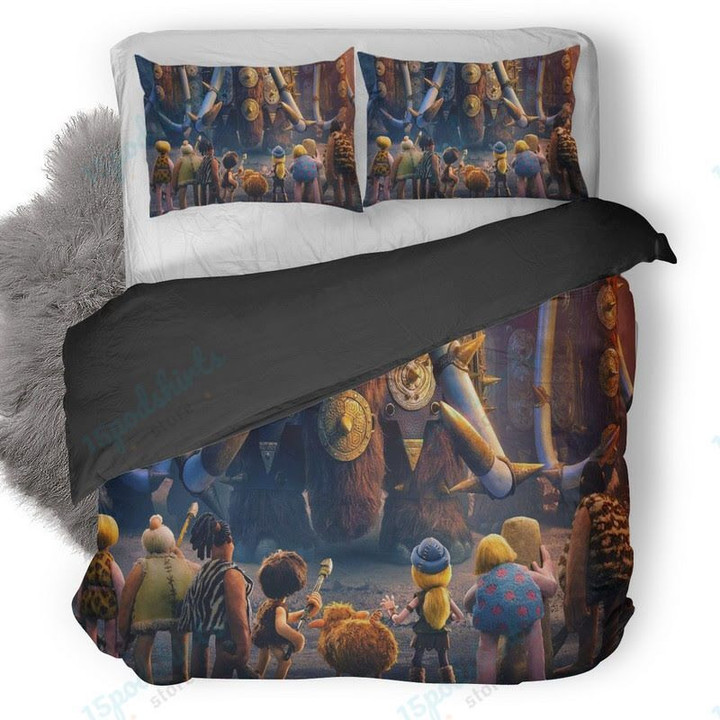 Early Man Characters Fighting Duvet Cover Bedding Set