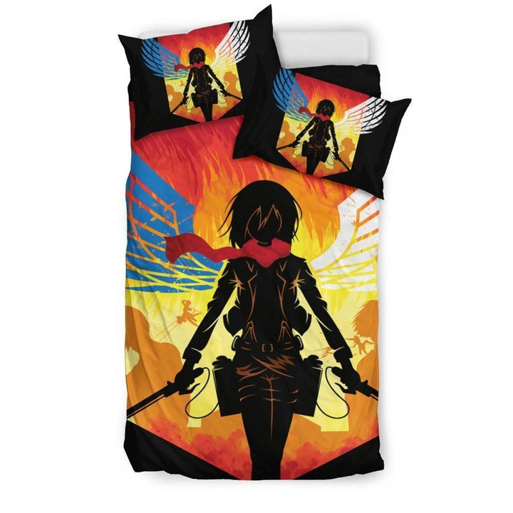 Mikasa Attack On Titan Bedding Set - Duvet Cover And Pillowcase Set