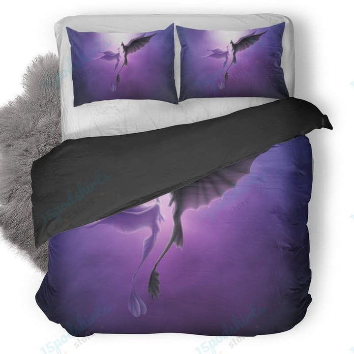 How To Train Your Dragon Toothless And Light Fury Romantic Love Duvet Cover Bedding Set