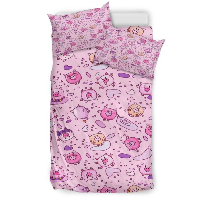 Cartoon Pig Pattern Bedding - Duvet Cover And Pillowcase Set