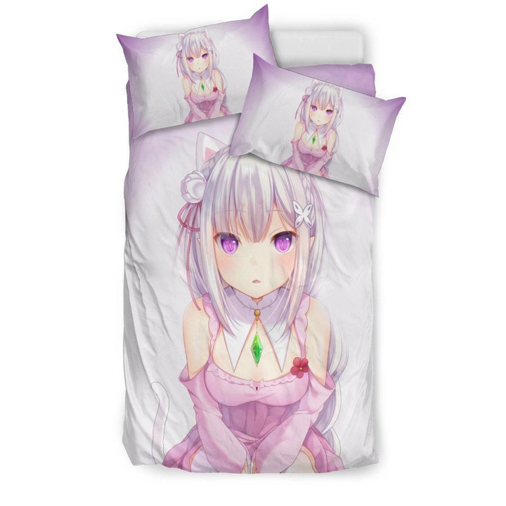 Emilia Re:Zero Starting Life In Another World Bedding Set 1 - Duvet Cover And Pillowcase Set