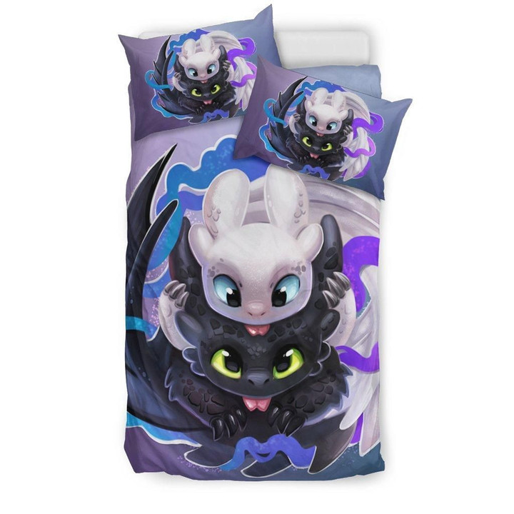 Toothless And The Light Fury Bedding Set - Duvet Cover And Pillowcase Set
