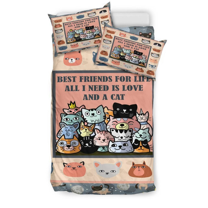Cat Head Best Friend Bedding - Duvet Cover And Pillowcase Set